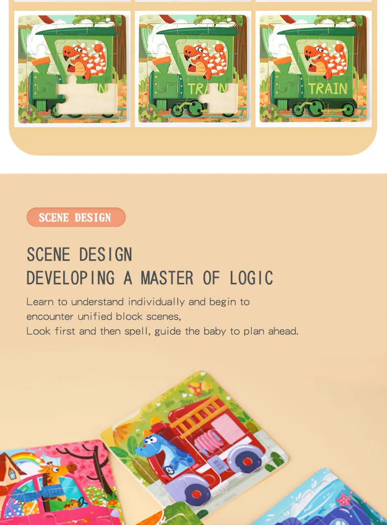 11x11cm Wooden 3d Cartoon Puzzle
