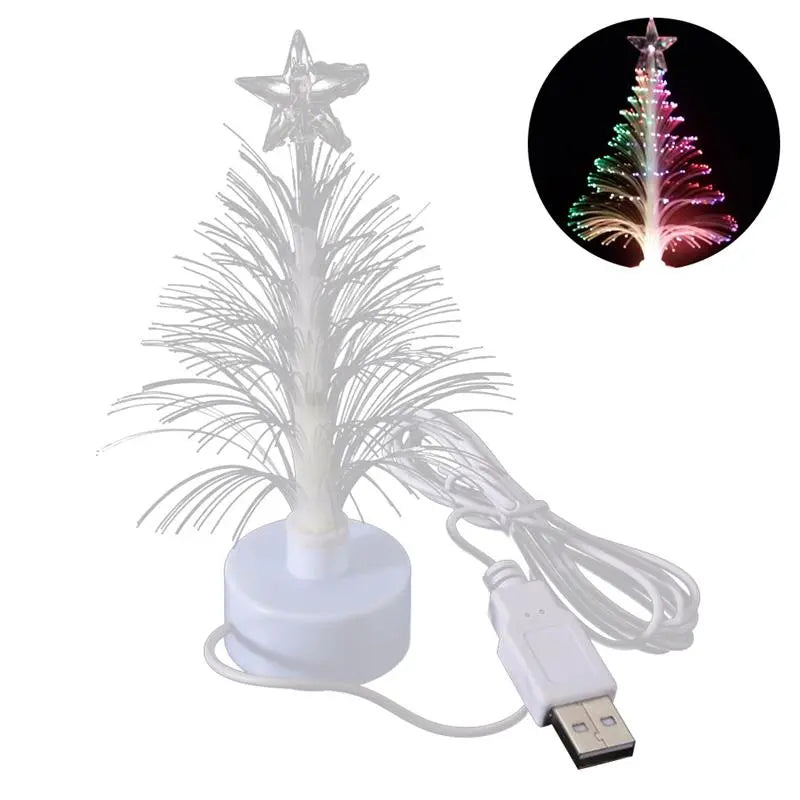 Mini LED USB Charge Fiber Optical Christmas Tree Night Light