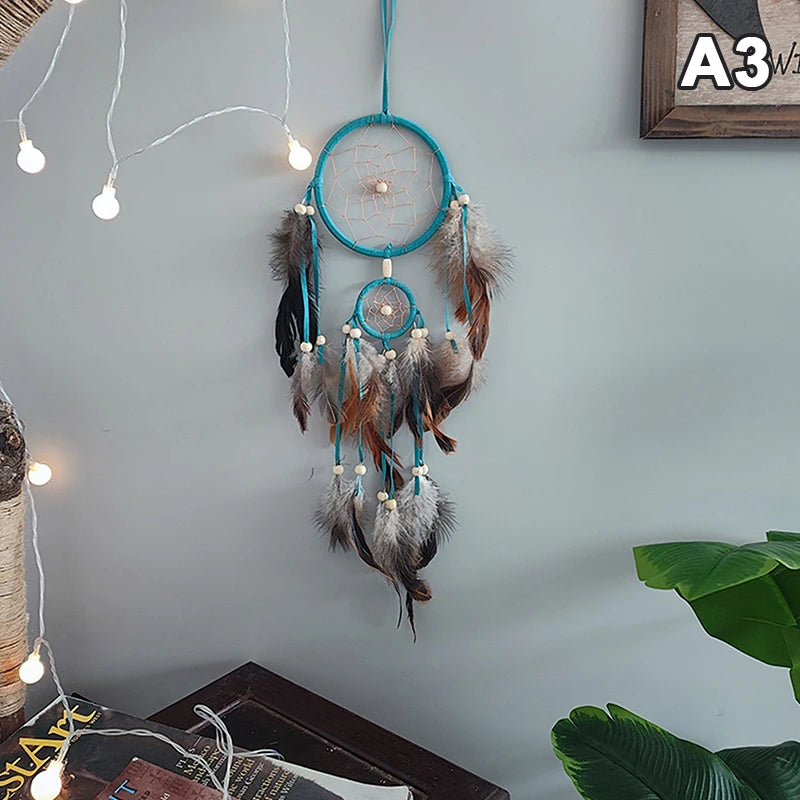 Hand-woven Dreamcatcher With Artificial Feathers And Crystals