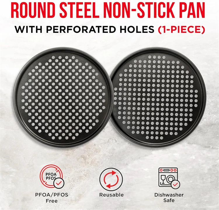 4 Size Nonstick Carbon Steel Pizza Pan with Holes