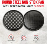 4 Size Nonstick Carbon Steel Pizza Pan with Holes
