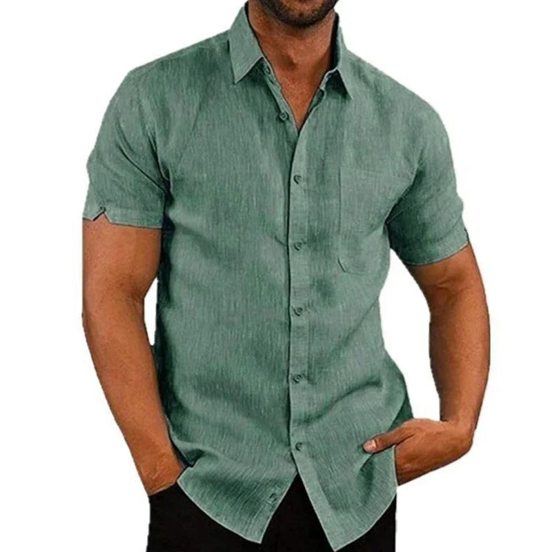 Men's Casual Short Sleeved Cotton Linen Shirts