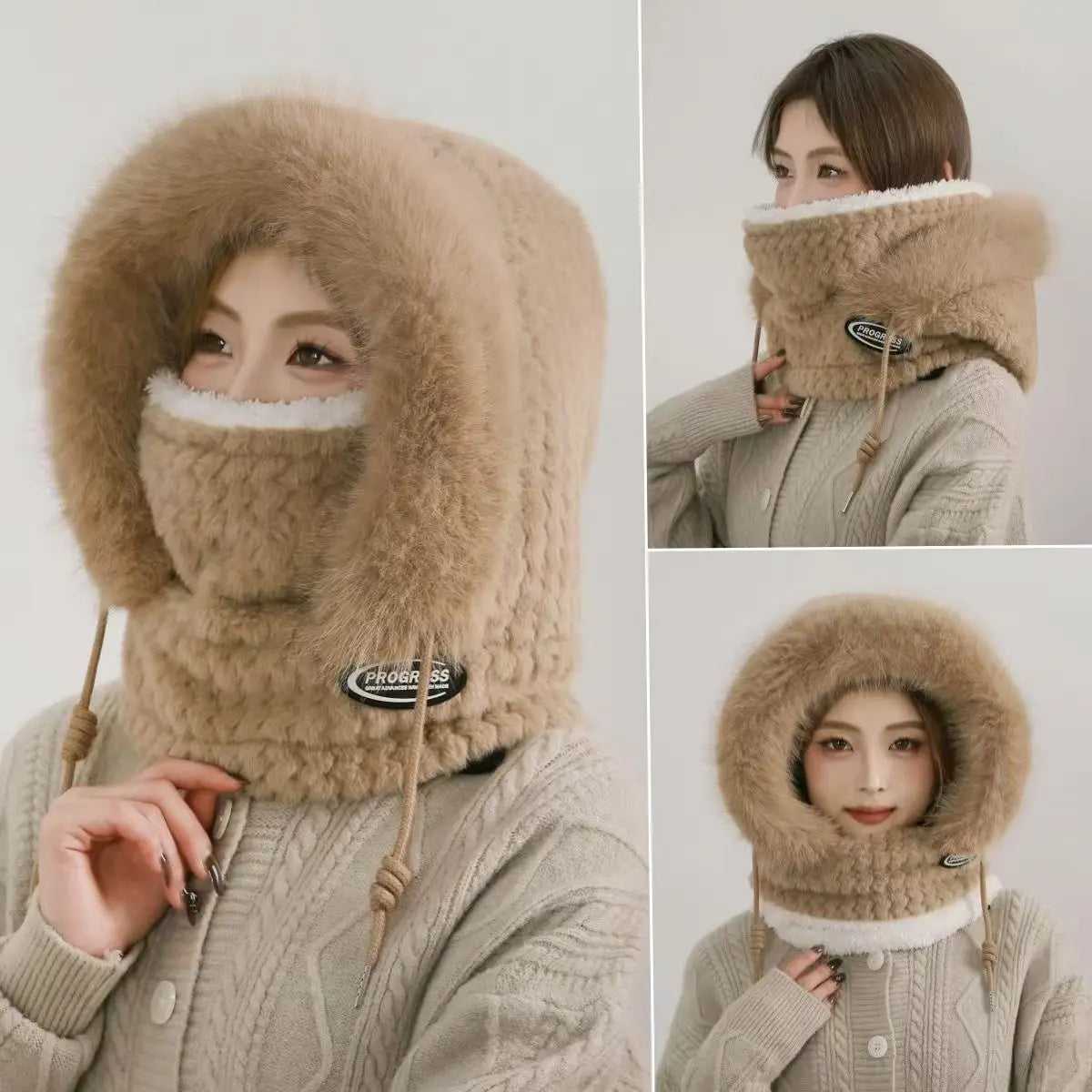 Winter Plush Warm Thick Hood with Scarf