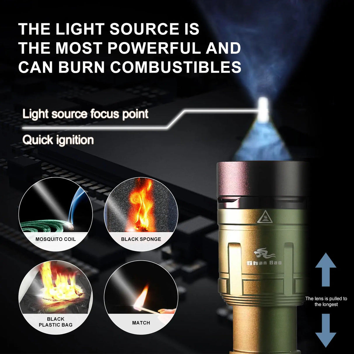 Shan bao Customized 3000LM Waterproof Flashlight With Zoom options