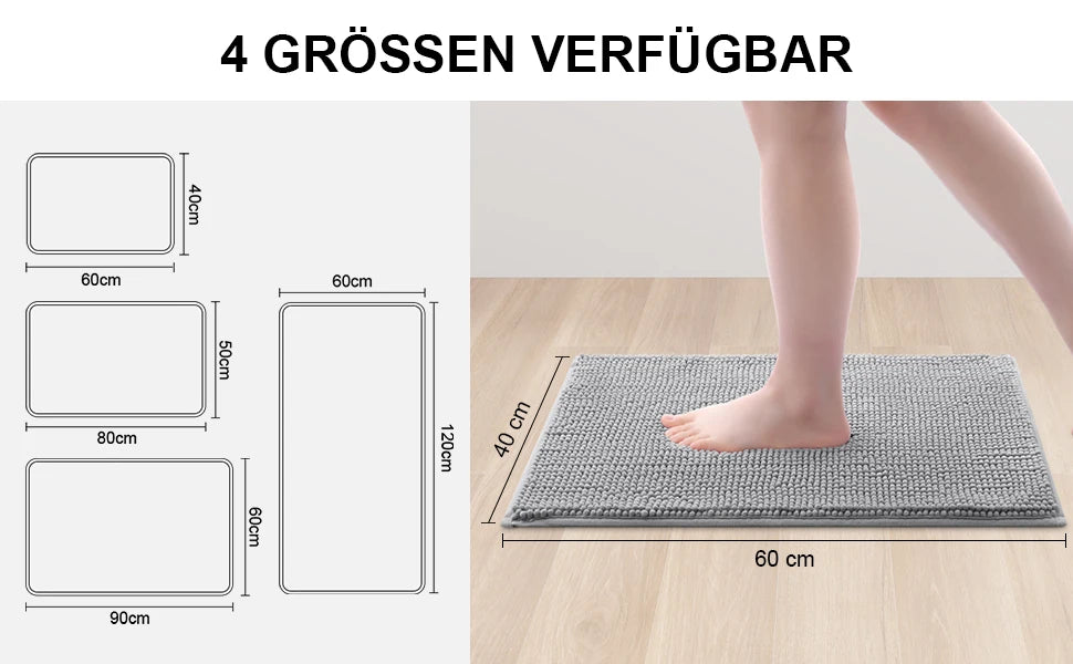 Kitinjoy Chenille Non-slip Washable Quick Drying Bath Mat