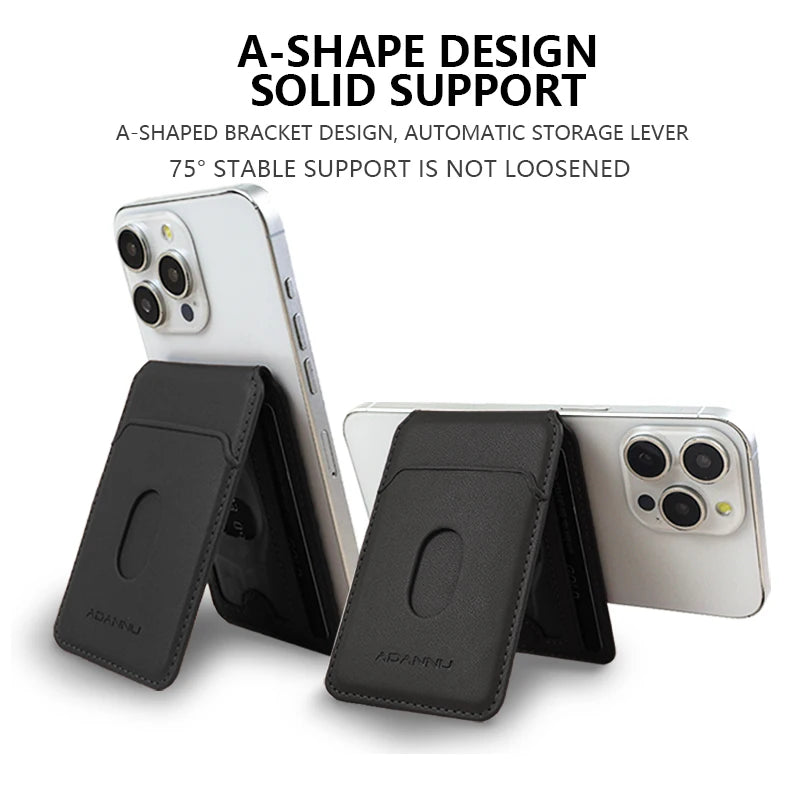 Leather Magnetic Cellphone Card Holder For IPhone 12 13 14 15 16 Pro Max Plus