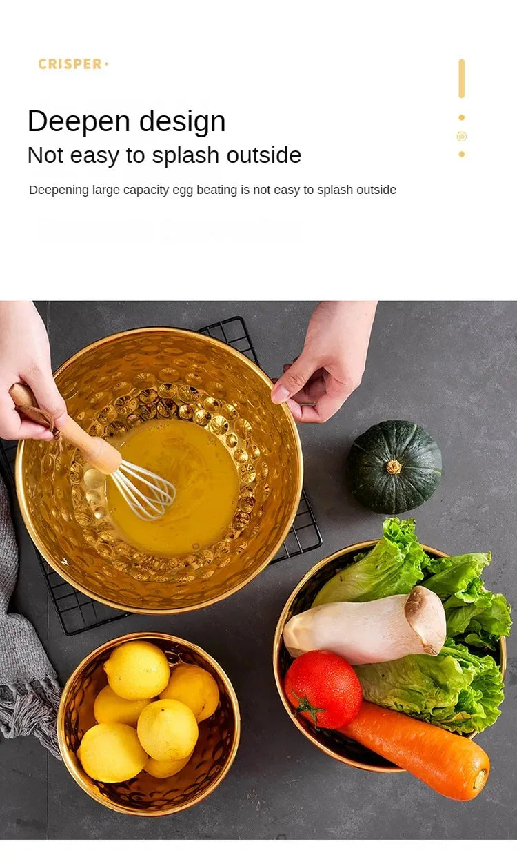Stainless Steel Hammer Point Fruit Or Mixing Bowl