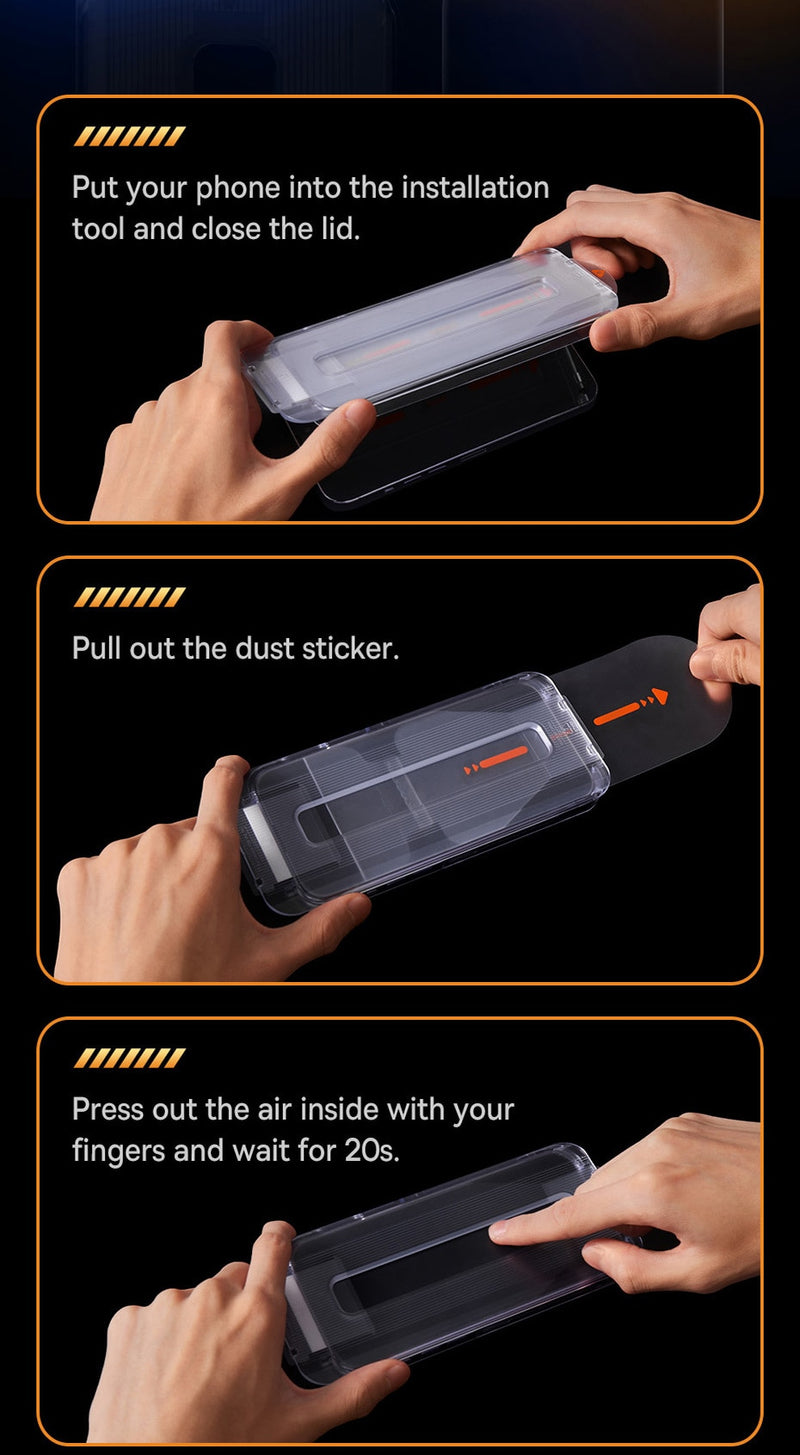 Baseus 0.3mm Crystal HD Tempered Glass for iPhone 14 13 12 11 Pro Max Screen Protector With Cleaning Kit.