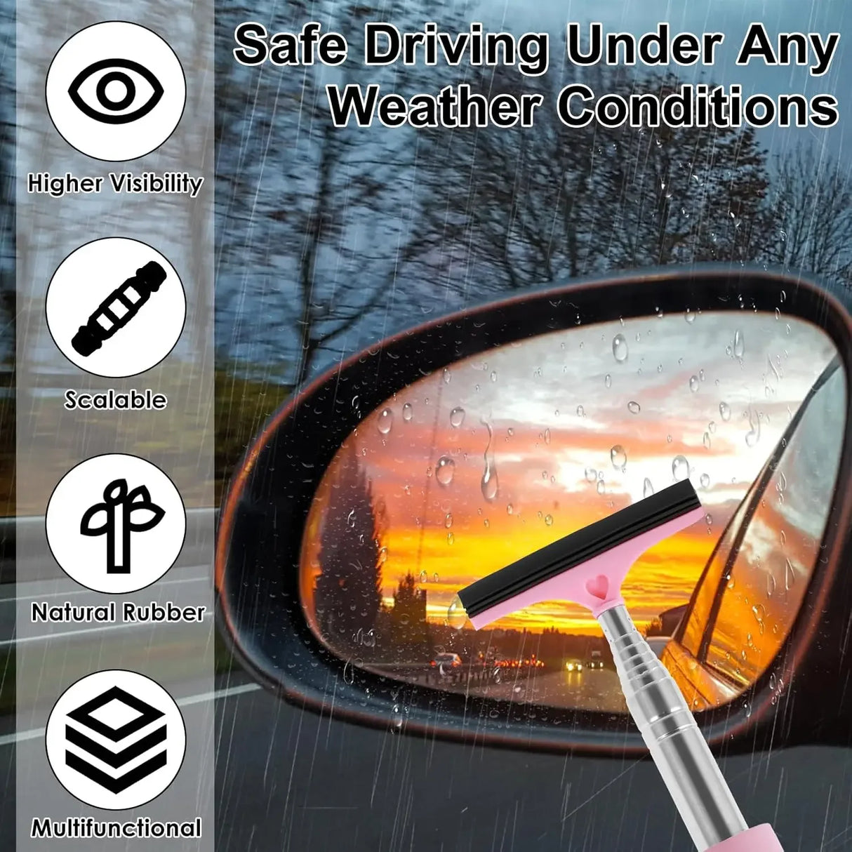 Retractable Rubber Rearview Mirror Squeegee