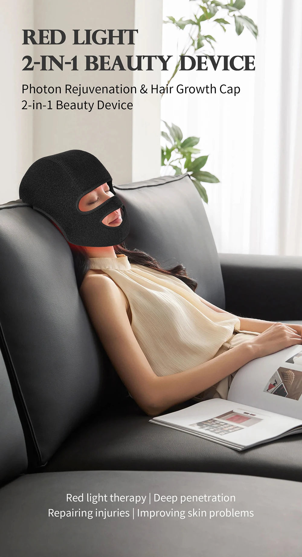 NEW 186 LED's Hat & Face Red Light Therapy For Hair Loss And Skin Rejuvenation