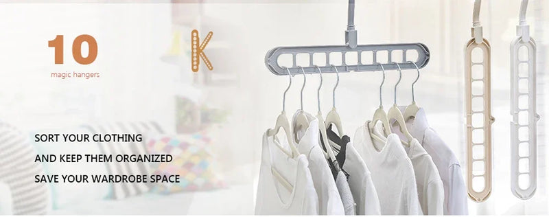 5pcs 9-hole wardrobe space-saving multifunctional storage rack