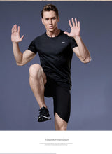 Men's multicolor short sleeve gym shirts. Quick drying, breathable sportswear