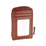 RFID unisex genuine leather business card holder or bank card holder. Secured closer with a zipper.