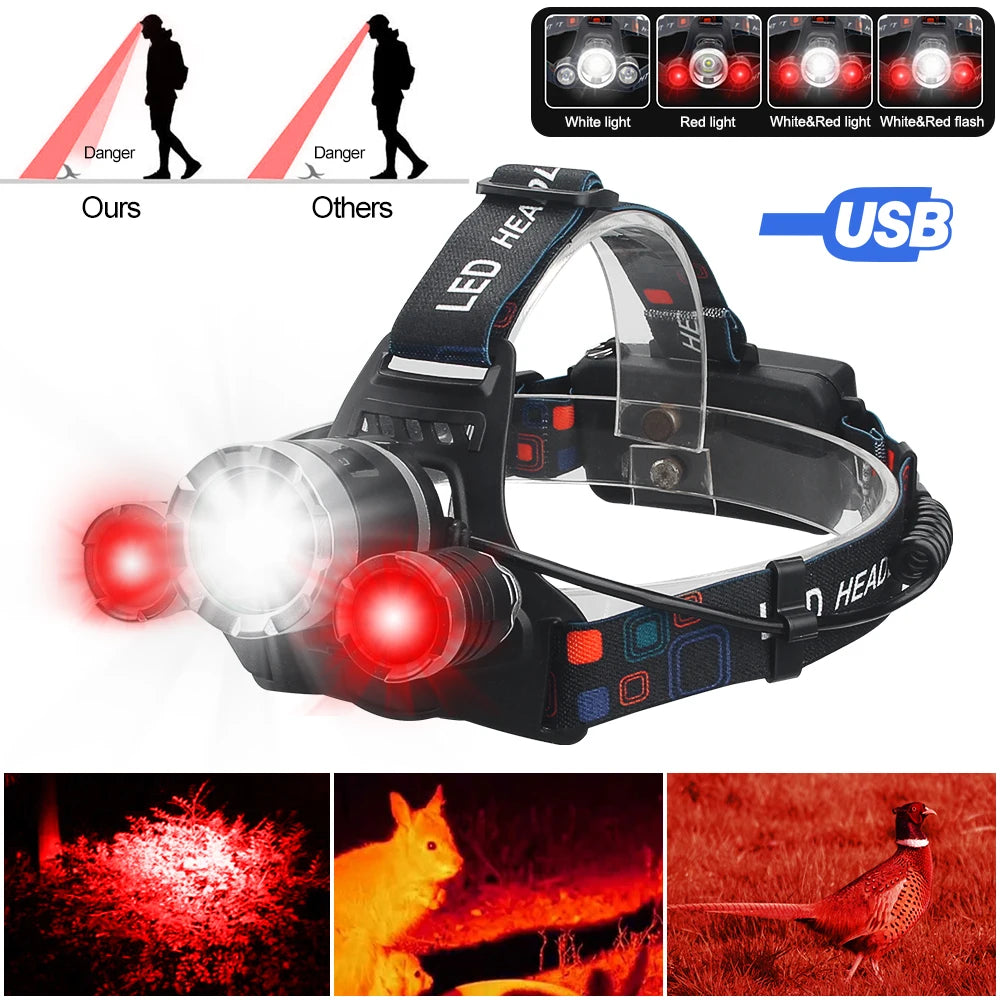 Multi Color LED UV395nm 4 Gear Headlamp