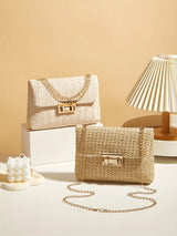 Women's Handwoven Crossbody Shoulder Bag With Lock Closure