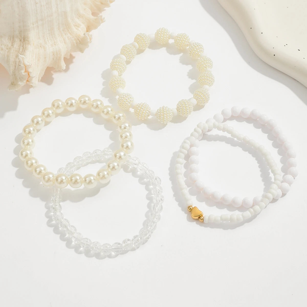 Elegant Handmade White Faux Pearl Bead Bracelet
