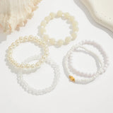 Elegant Handmade White Faux Pearl Bead Bracelet