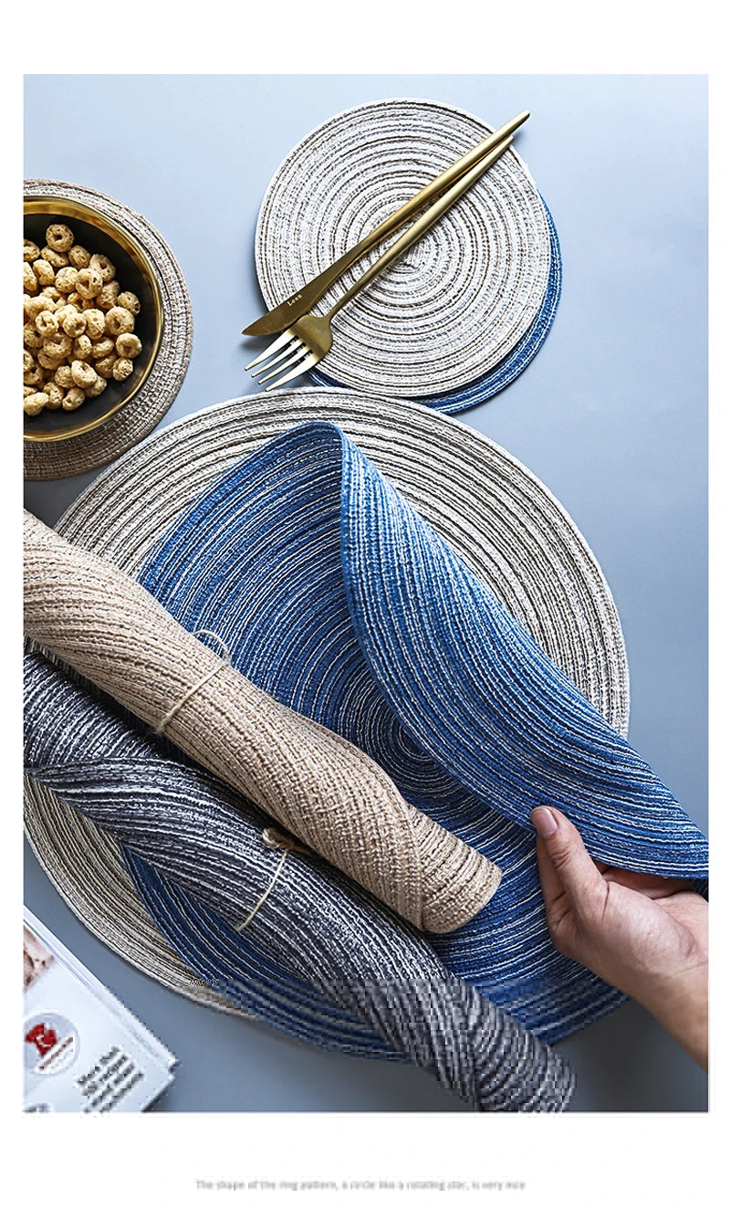6pcs Round Woven Anti Slip Placemats Or Coasters