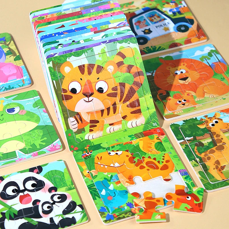 11x11cm Wooden 3d Cartoon Puzzle