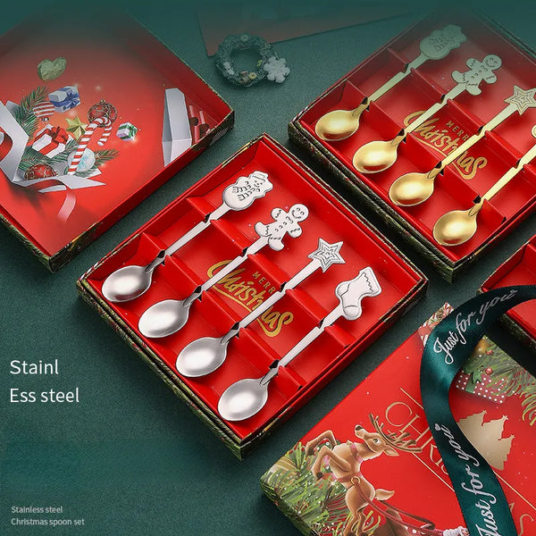 4PCS Stainless Steel Christmas Spoons.