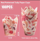 100pcs Oilproof Tulip Muffin Cupcake Liners