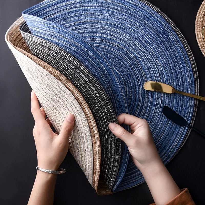 6pcs Round Woven Anti Slip Placemats Or Coasters