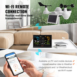 VEVOR 7-in-1 Wi-Fi Weather Station with Solar Wireless Outdoor Sensor Alarm Alerts for Temperature Humidity And 7.5 in Color Display