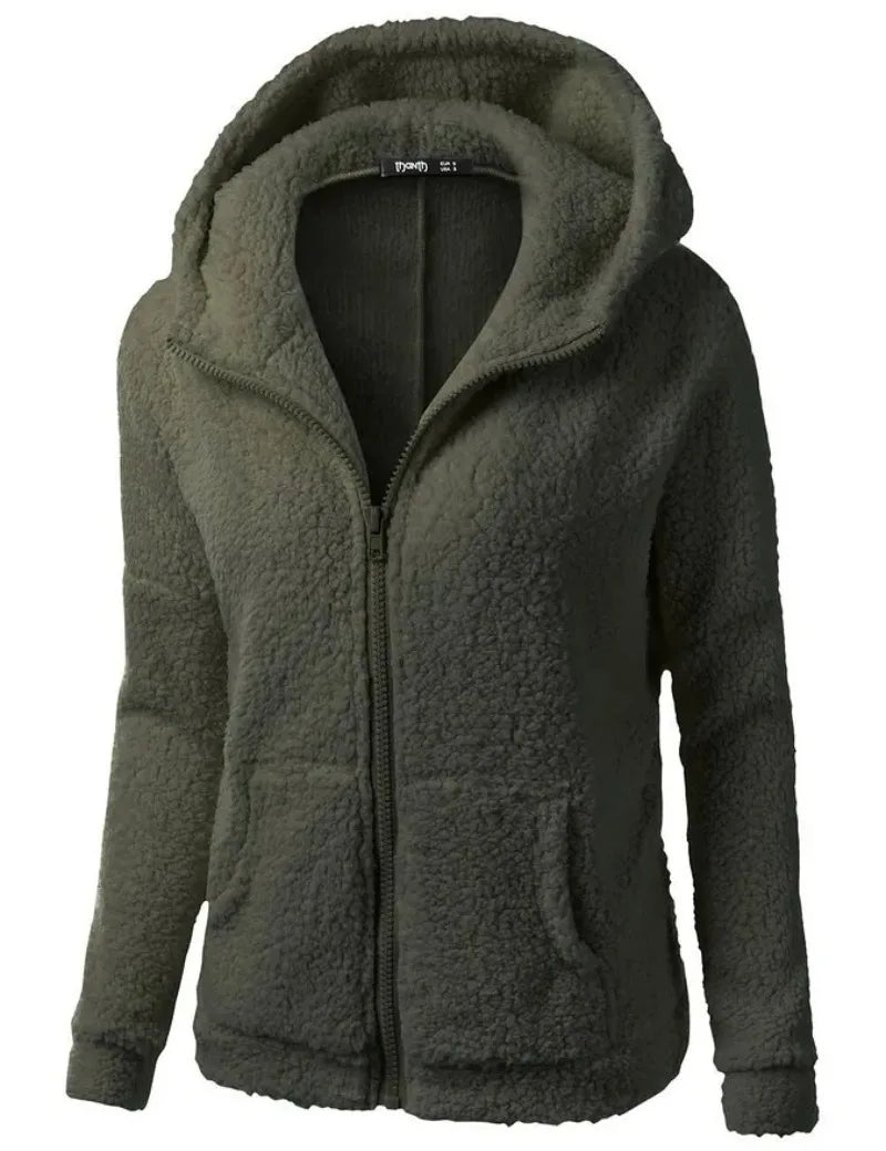 Women 's Winter Lamb Fleece Hoodies With Zipper