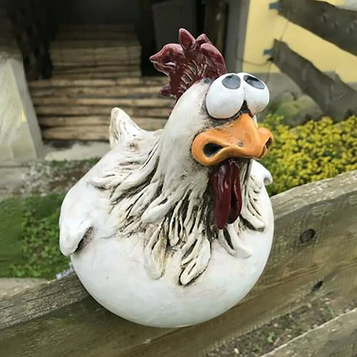 Resin Chicken Fence Decor