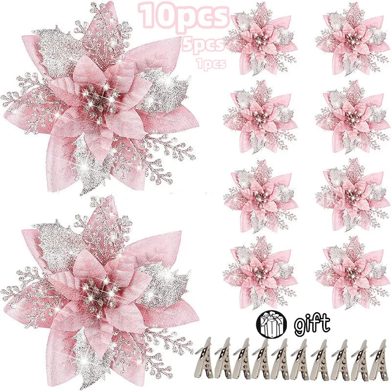 10/5/1pcs 14.5cm Glitter Christmas Tree Or Gift Wrap Decoration.