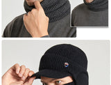 Men Or Women's Knitted Neck Scarf And Hat With Extra Ear Protection