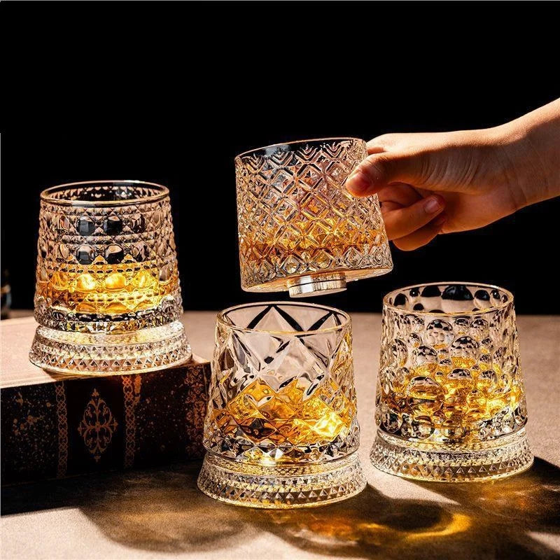 360 Degrees Rotating Crystal Whiskey Glass