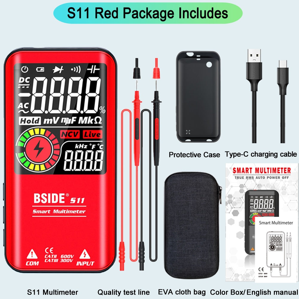 BSIDE Digital Multimeter S10 S11 S20 Smart DC AC Voltage Capacitor Ohm Diode NCV Hz EMF Tester Detector meter