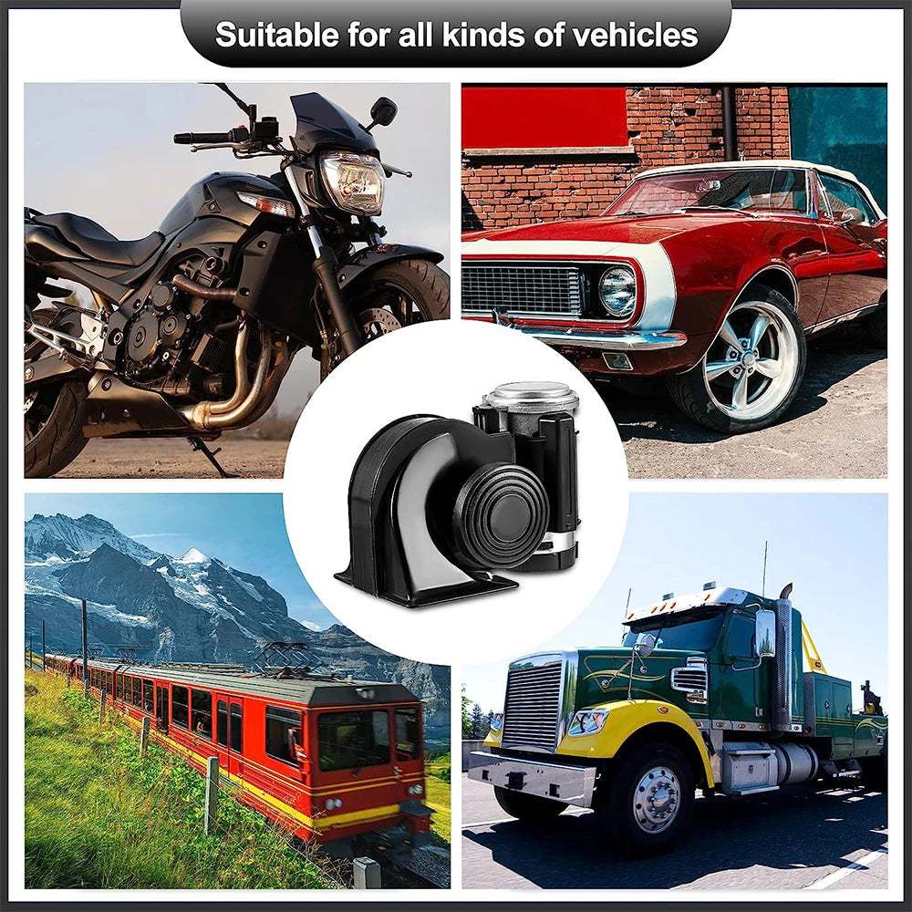 FARBIN Snail Air Horn With Compressor Relay Harness 12V 150db  For Trucks, Cars Or Motorcyles