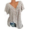 Women's V-Neck Printed Short Sleeve Tops