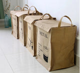 Folding Jute Organizer Storage Basket With Lids