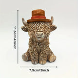 1 Piece of Western Cowboy-Style Highland Cow Statue