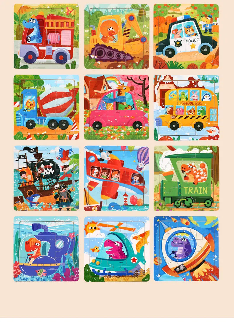 11x11cm Wooden 3d Cartoon Puzzle