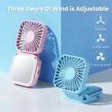 500mAh USB Rechargeable Handheld Portable Fan with Mirror