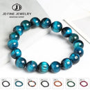 JD High Quality Blue, Tiger Eye, Natural Stone Bead Bracelet.