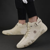 Men's Genuine Leather Light Lace-Up Ankle Boots