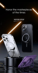Magnetic 360°Rotation Stand Phone Case For Iphone 12 13 14 15 16 17 Pro Max Plus With Ring Holder