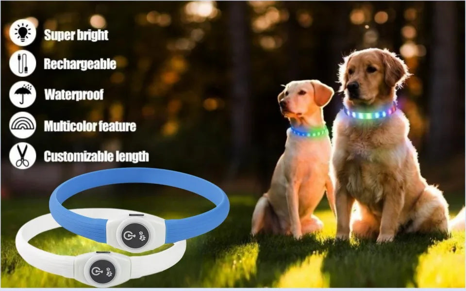 Led/USB Luminous PVC Waterproof Collar For Large Medium Or Small Pets