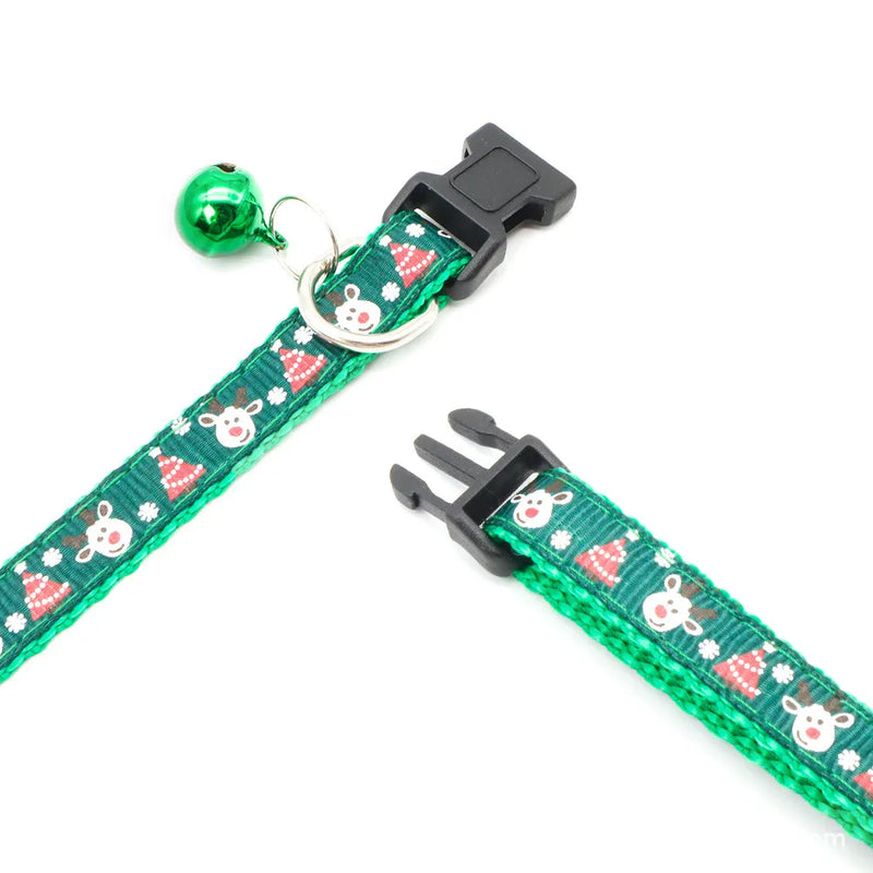 1pc Adjustable Nylon Christmas Pet Collar With Bell