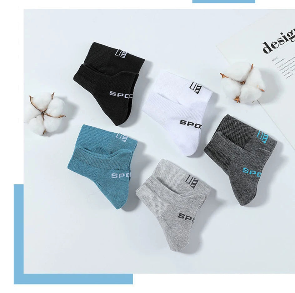 10 Pairs Cotton Breathable Mesh Sports Ankle High Socks For Men And Women