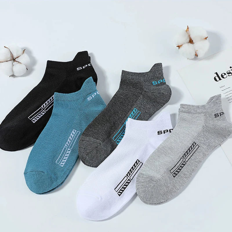 10 Pairs Cotton Breathable Mesh Sports Ankle High Socks For Men And Women