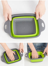 Foldable Square Vegetable Fruit Strainer Basket with Handle