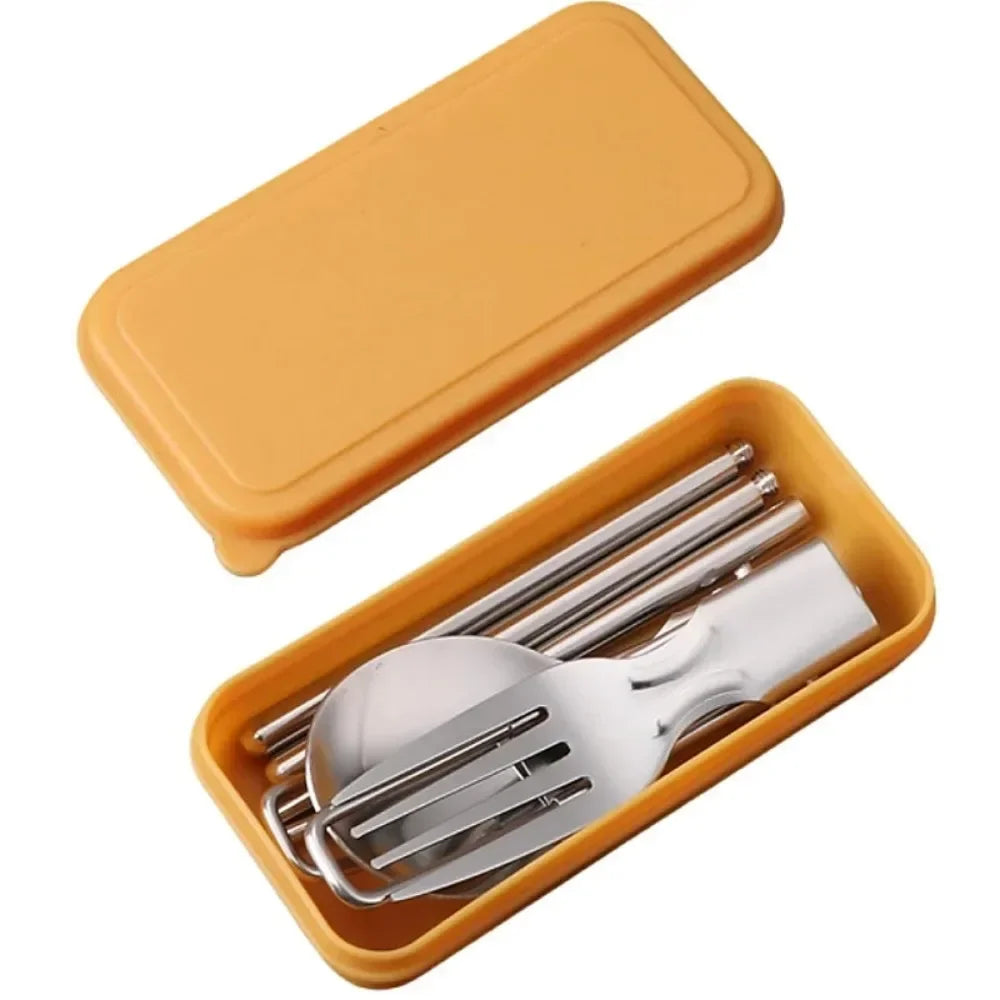 Stainless Steel Folding Spoon Fork Set With Case