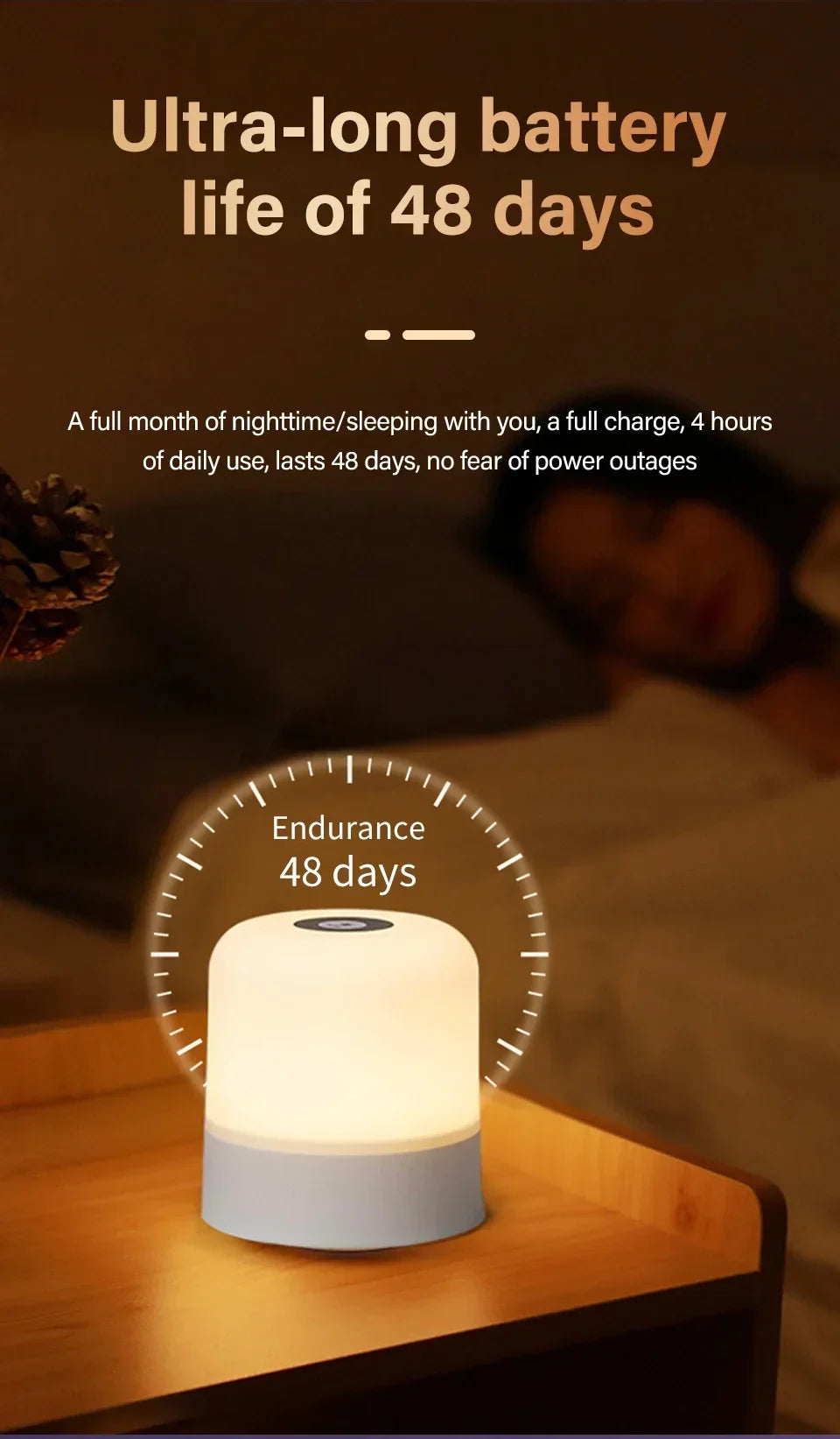 Rechargeable Led Dimmable Multicolor Night Light with Remote Control Or Touch Switch