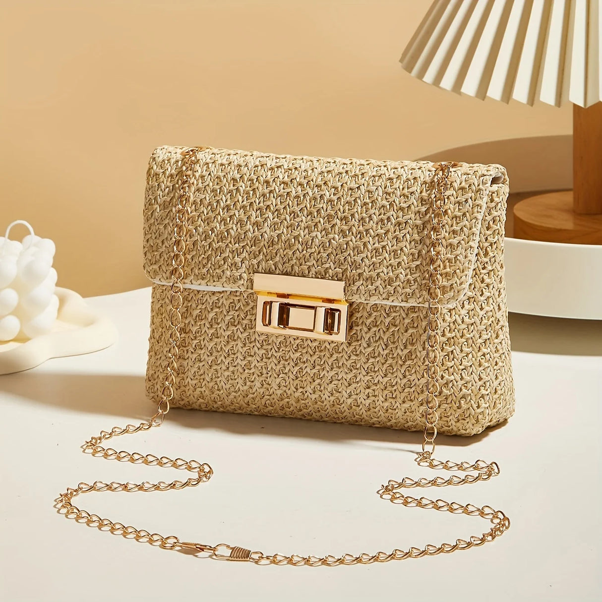 Women's Handwoven Crossbody Shoulder Bag With Lock Closure